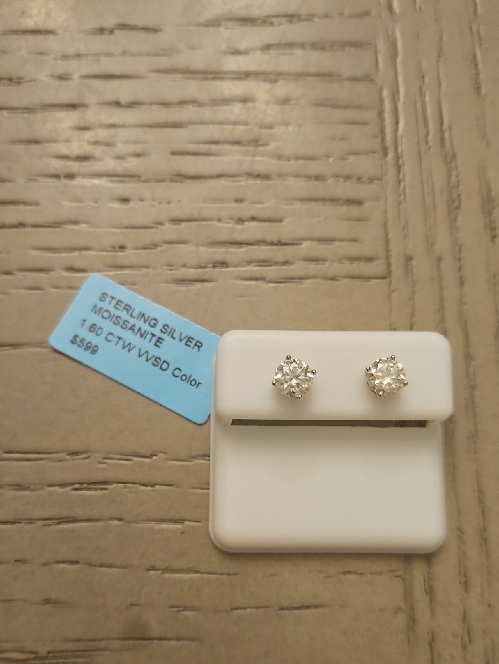 Sterling Silver Moissanite Stud Earrings - White